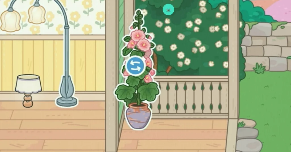 Sweet Pea Cottage front patio big garden rose bushes countryside background