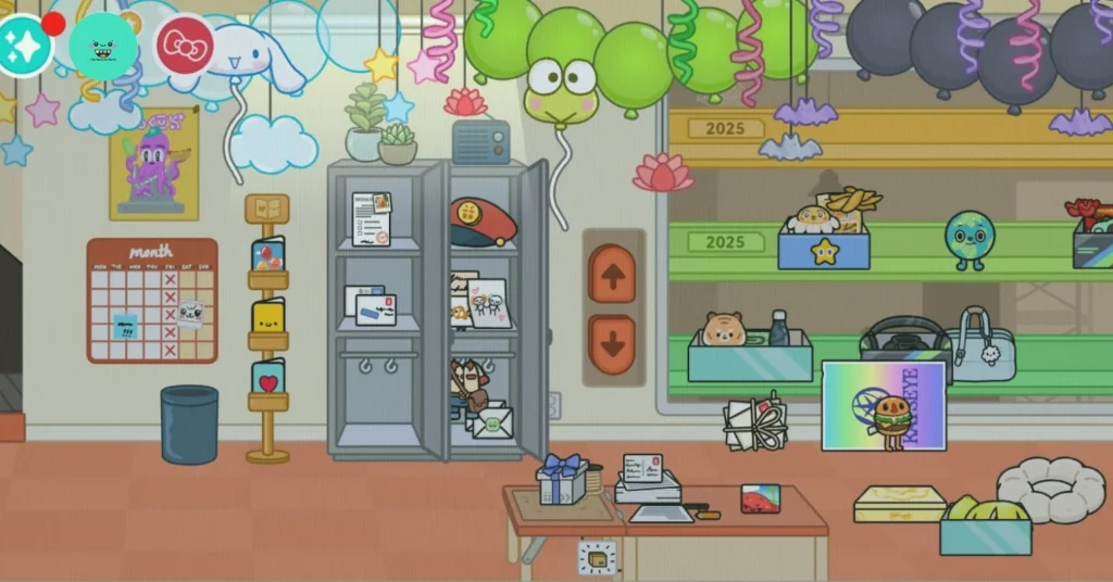 Kuromi-themed outfits, furniture, and accessories