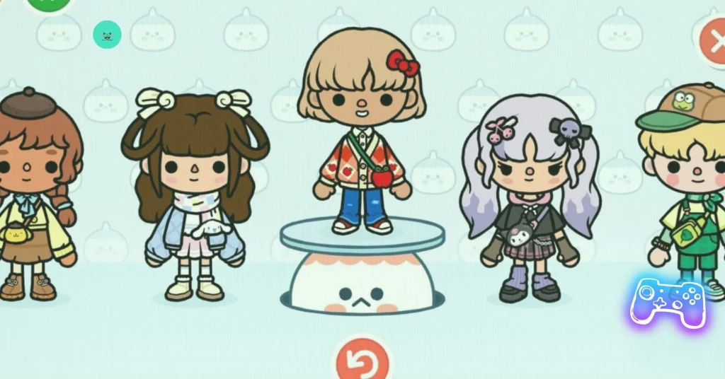 outfits, head accessories, and face and hair options for character customization.